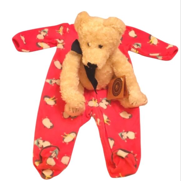 CARTERS Onesie Zipper Sleeper Pink Penguins 3 Month + Teddy Bear - Picture 2 of 8